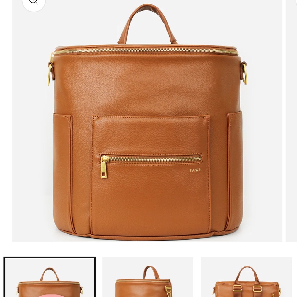 Fawn Design Brown Backpack with Gold Zippers